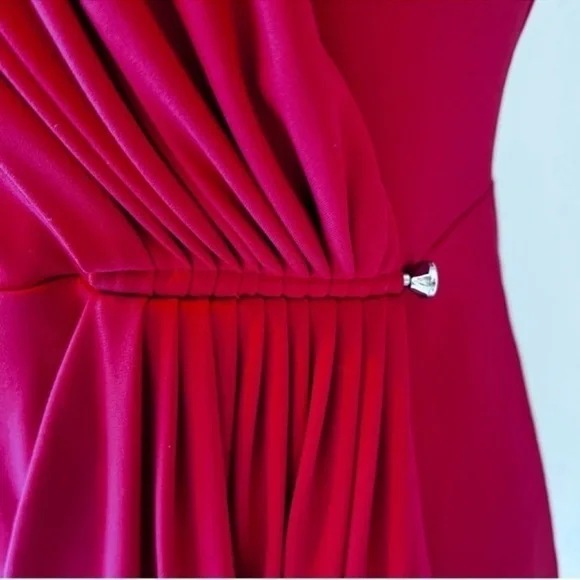Michael Kors Red Dress faux wrap V-neck dress Sz S/M - Picture 9 of 13